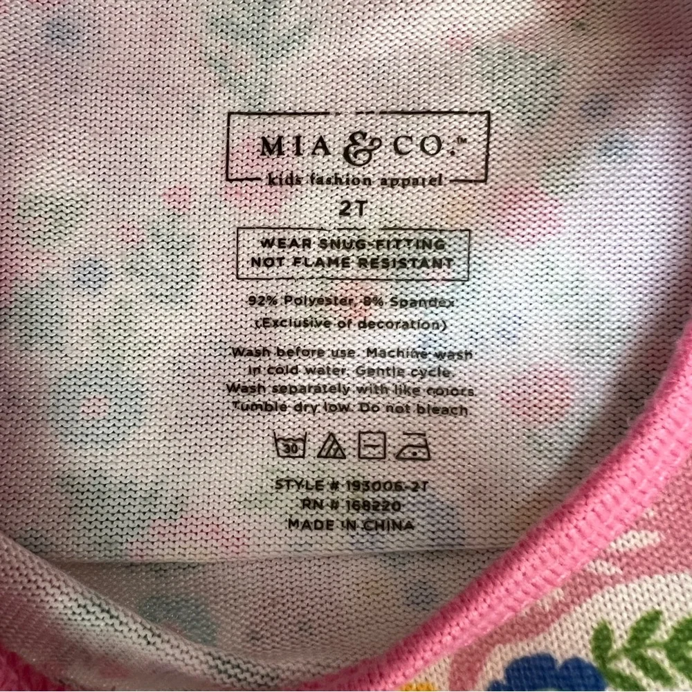 Mia & Co Bunny Floral Pajama Set 2T Pink Easter Spring Kids Sleepwear